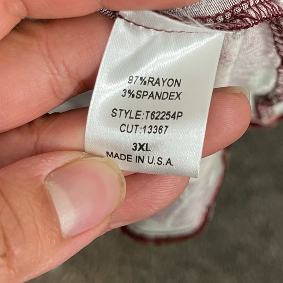 COPY - ODDY Burgundy Floral Knit Jersey Bohemian Open Cardigan Made in USA 3XL - Picture 3 of 7